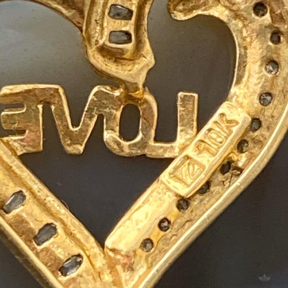 10K Yellow Gold Diamonds LOVE Heart Shape Pendant Necklace For Women - Picture 5 of 9